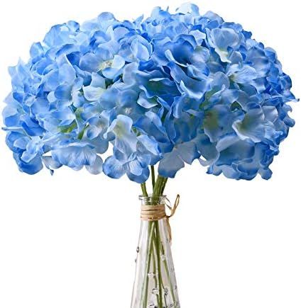 Aviviho Blue Hydrangea Silk Flowers Heads Pack of 10 Full Hydrangea Flowers Artificial with Stems... | Amazon (US)