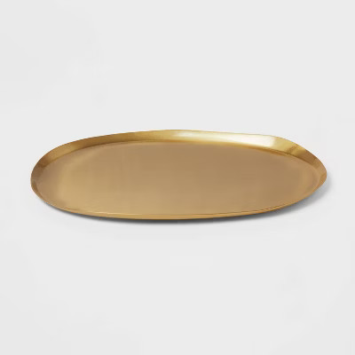 Metal Oval Serve Platter Brass - Threshold™ | Target