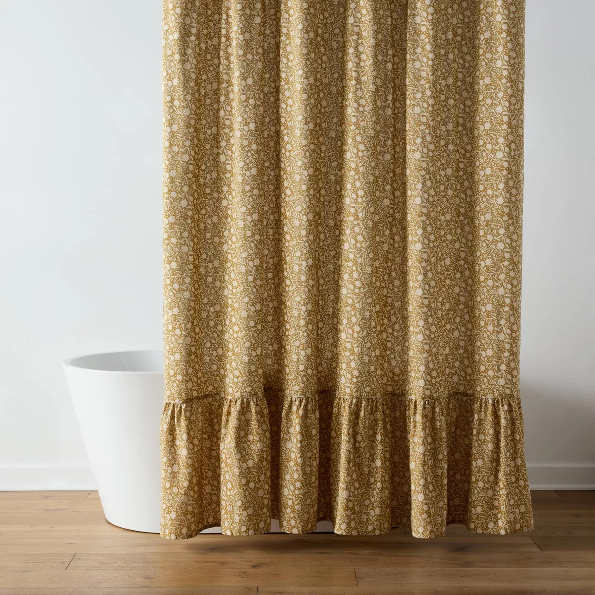 72"x72" Floral Dot Ruffle Harvest Shower Curtain Gold - Threshold™ | Target