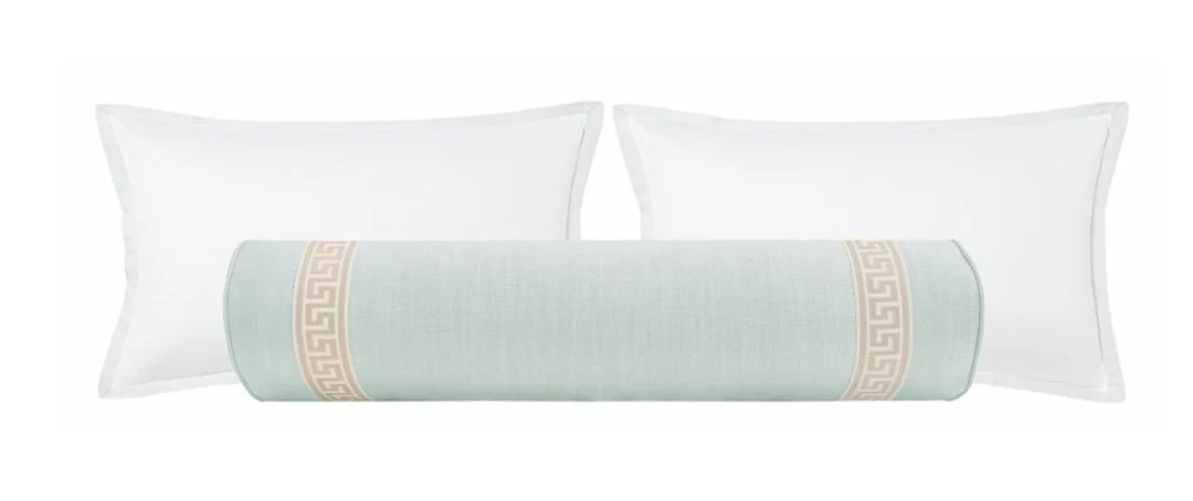 The Bolster : Signature Linen // Spa Blue  Greek Key Trim // - Etsy | Etsy (US)