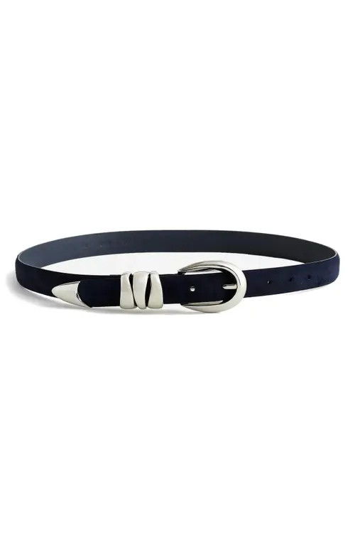 Madewell Triple Keeper Suede Belt in French Navy at Nordstrom, Size Large | Nordstrom
