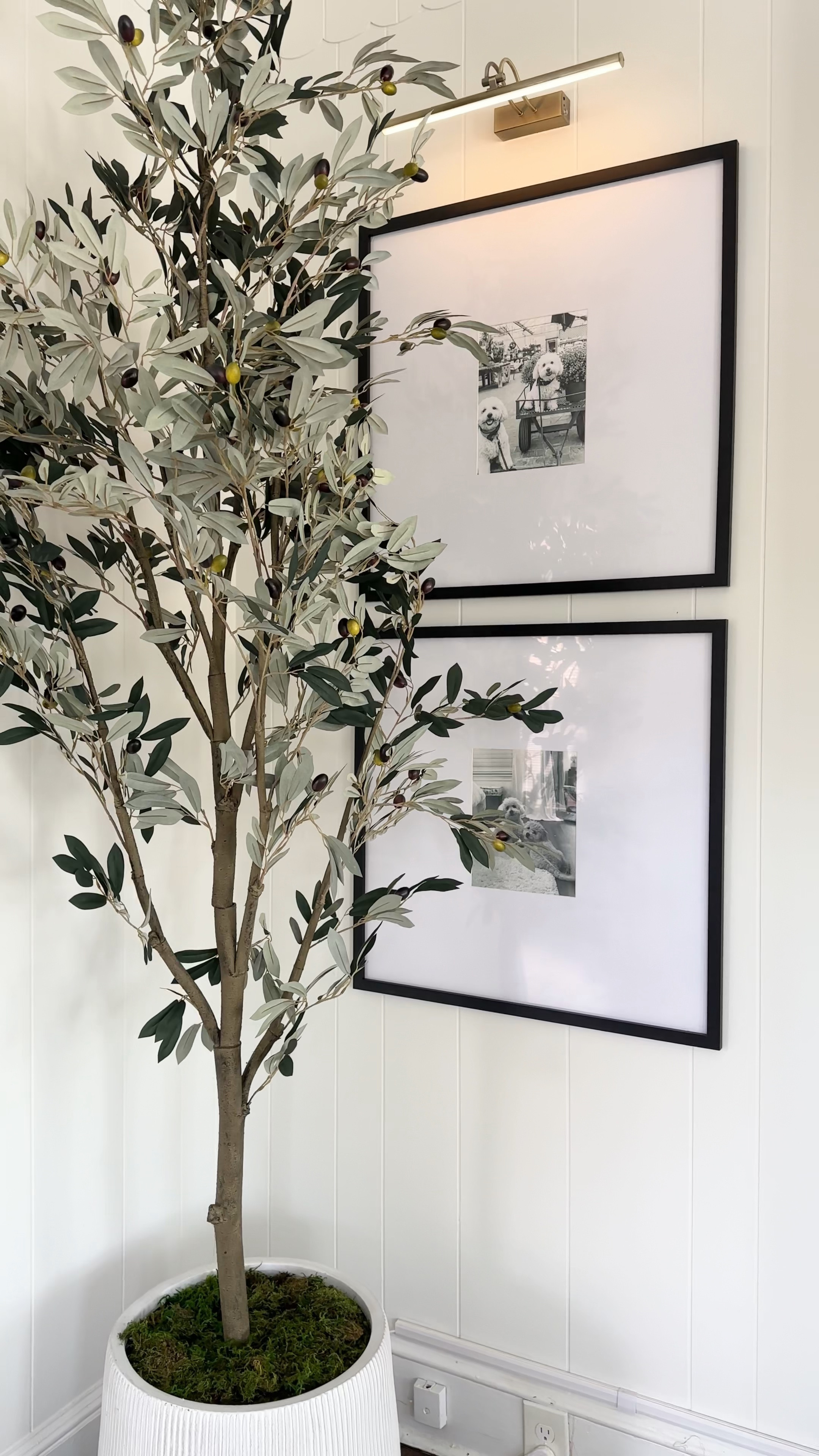 Pottery Barn #dupe black matted frames with picture light 💡 

#LTKstyletip #LTKhome #LTKHoliday