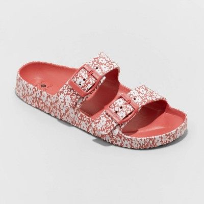 Women&#39;s Neida EVA Two Band Footbed Slide Sandals - Shade &#38; Shore&#8482; Red 7 | Target