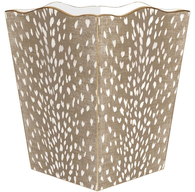 Tan Antelope Wastepaper Basket and Optional Tissue Box Cover | The Well Appointed House, LLC