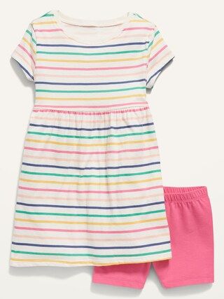 2-Piece Short-Sleeve Dress and Biker Shorts Set for Toddler Girls | Old Navy (US)