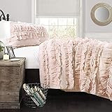 Lush Decor Belle 2 Piece Ruffled Quilt Bedding Set, Twin, Pink Blush | Amazon (US)