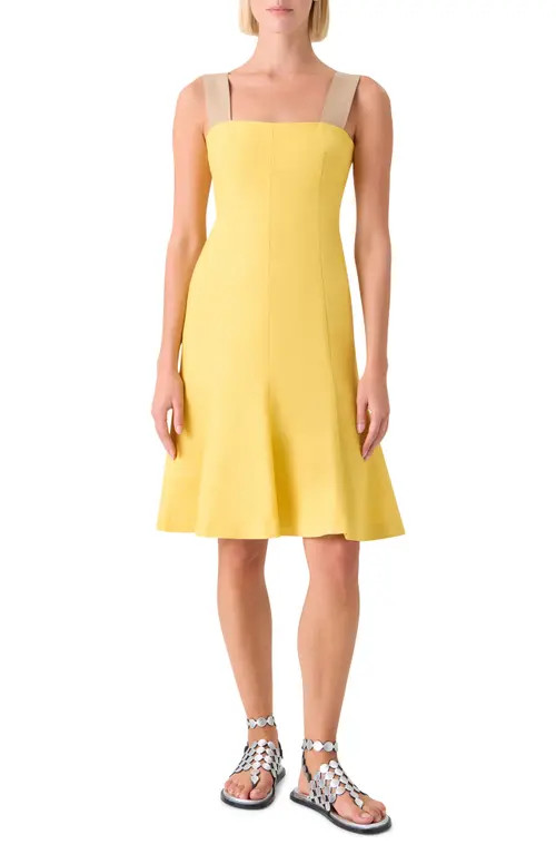 Akris punto Silk & Cotton Shantung Sundress in Lemon Zing at Nordstrom, Size 12 | Nordstrom