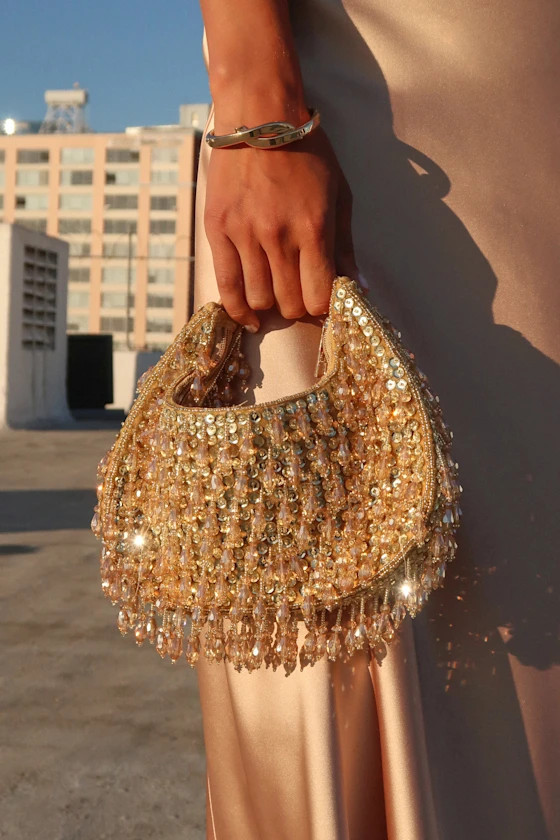 Sparkling Agenda Gold Beaded Clutch | Lulus