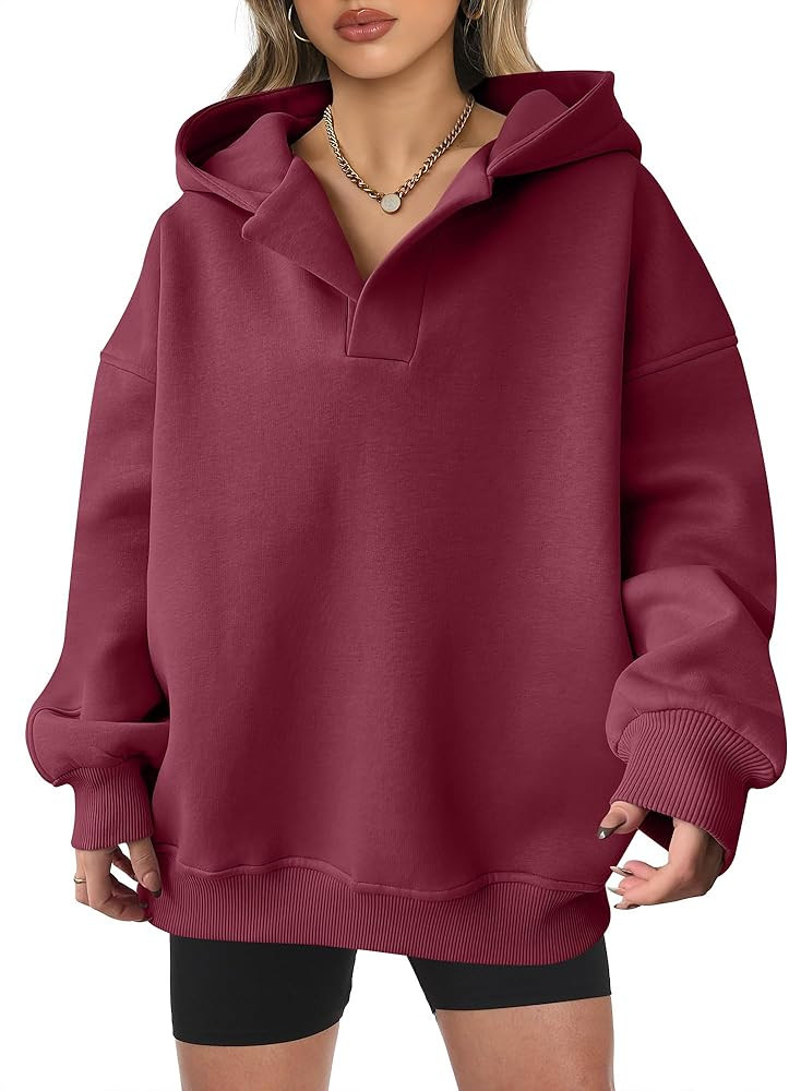 ANRABESS Womens Oversized Hoodies V Neck Sweatshirts Fleece Long Sleeve Pullover Y2K Clothes 2025... | Amazon (US)