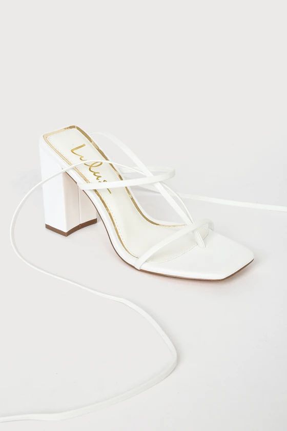 Nani White Lace-Up High Heel Sandals | Lulus (US)