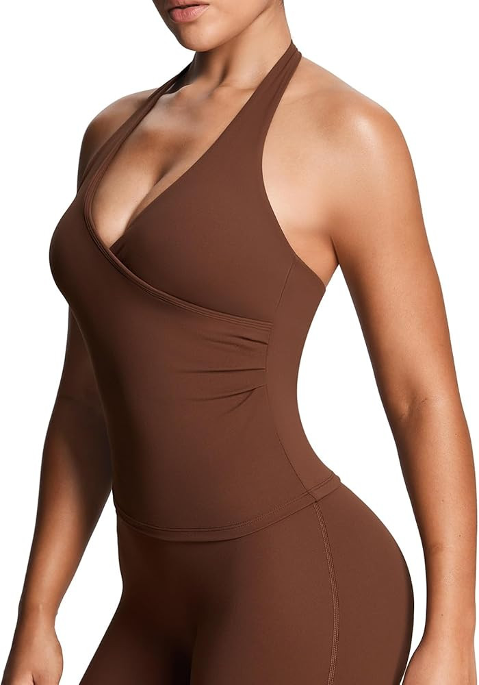 Aoxjox Women's Sleeveless Athlenza Halter Tank Tops Workout Athletics Lumastretch Yoga Curve Long... | Amazon (US)