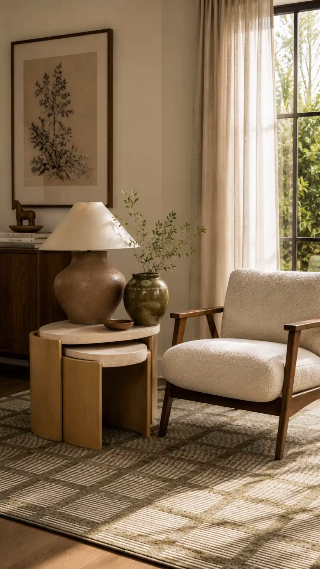 A few warm wood tones, layered textures, and sculptural pieces can completely transform a corner of your home 🤎

This little setup feels cozy, elevated, and timeless without trying too hard. The nesting tables might honestly be my favorite part — functional but still beautiful enough to style on their own.

#organicmodern #midcenturydecor #neutralhomeideas

#LTKHome #LTKSaleAlert #LTKSeasonal
