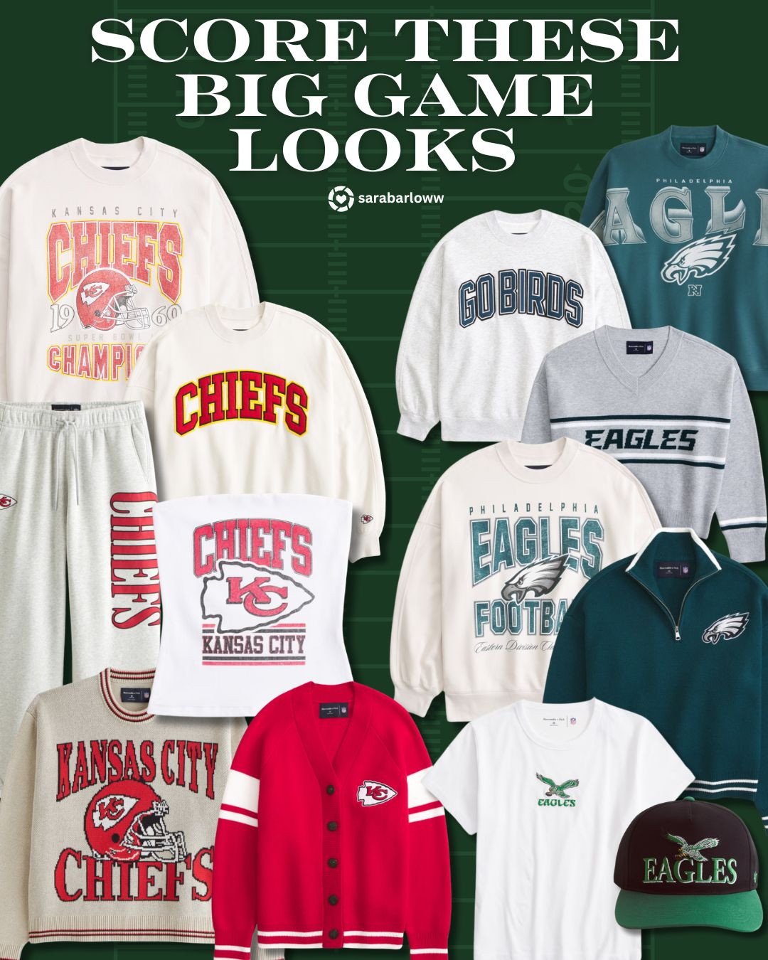 Abercrombie is your one stop shop for winning looks for the Super Bowl! Grab your Chiefs and Eagles gear today!  

 #LTKParties #LTKFindsUnder100 #LTKStyleTip