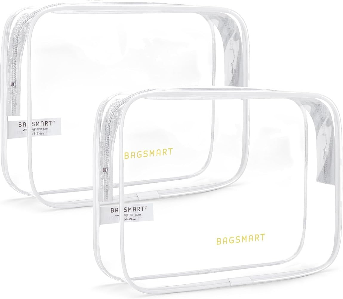 BAGSMART Clear Toiletry Bag, 2 Pack TSA Approved Travel Toiletry Bag Carry on Travel Accessories ... | Amazon (US)