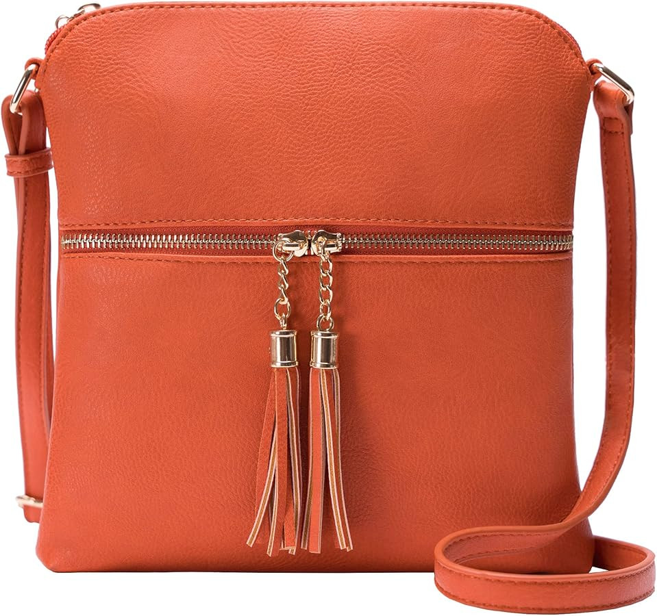 Solene Womens Lightweight Medium Crossbody Purse with Tassel, Perfect Size Crossbody Bags for Dai... | Amazon (US)