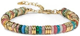 SNGIA Colorful 18K Gold Plated Bracelets for Women, Stack Bangle Beaded Stone Jewelry Accessories... | Amazon (US)