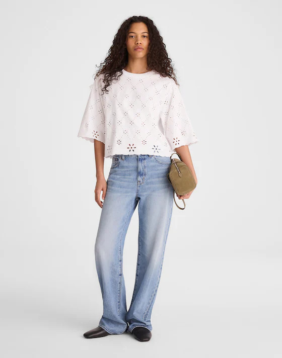 The Embroidered Boxy Crop Tee in Allday Jersey | Madewell