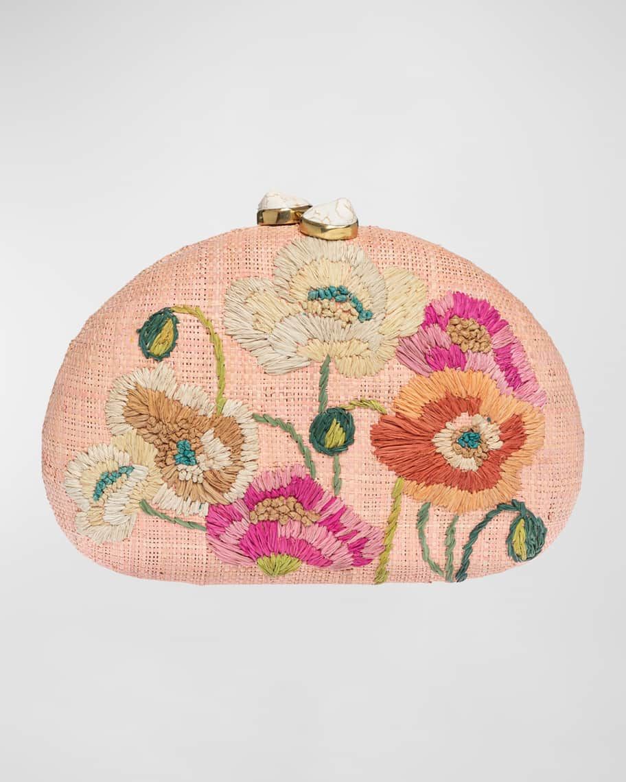 Rafe Berna Poppies Embroidered Clutch Bag | Neiman Marcus