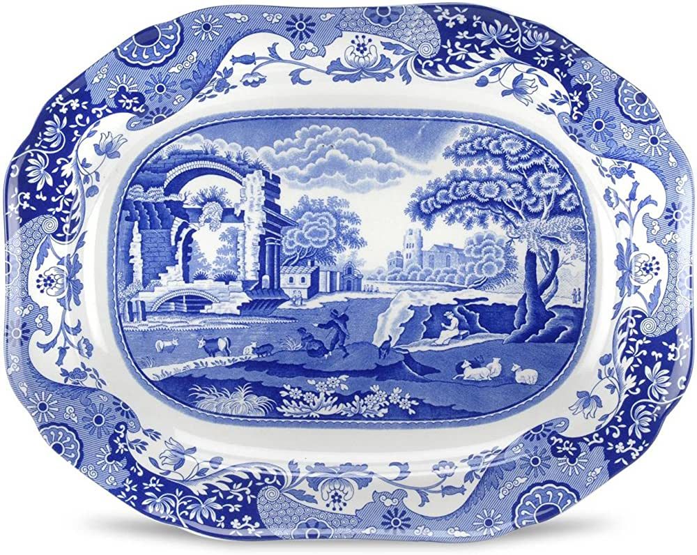 Spode Blue Italian Medium Oval Platter | 14 Inch Serving Platter for Dessert, Appetizers, and Sna... | Amazon (US)