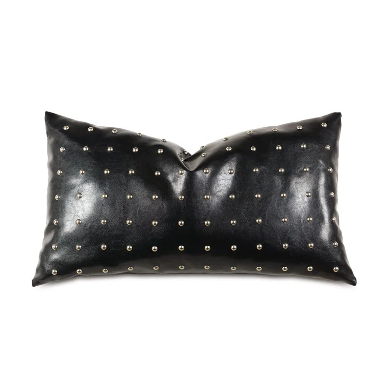 Liam Nailhead Faux Leather Lumbar Pillow Cover & Insert | Wayfair North America