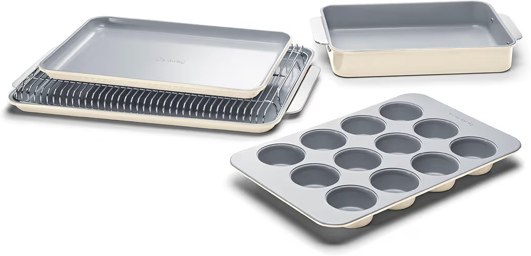Caraway Nonstick Ceramic Bakeware Set (5 Pieces) - Baking Sheets, Assorted Baking Pans & Storage ... | Amazon (US)