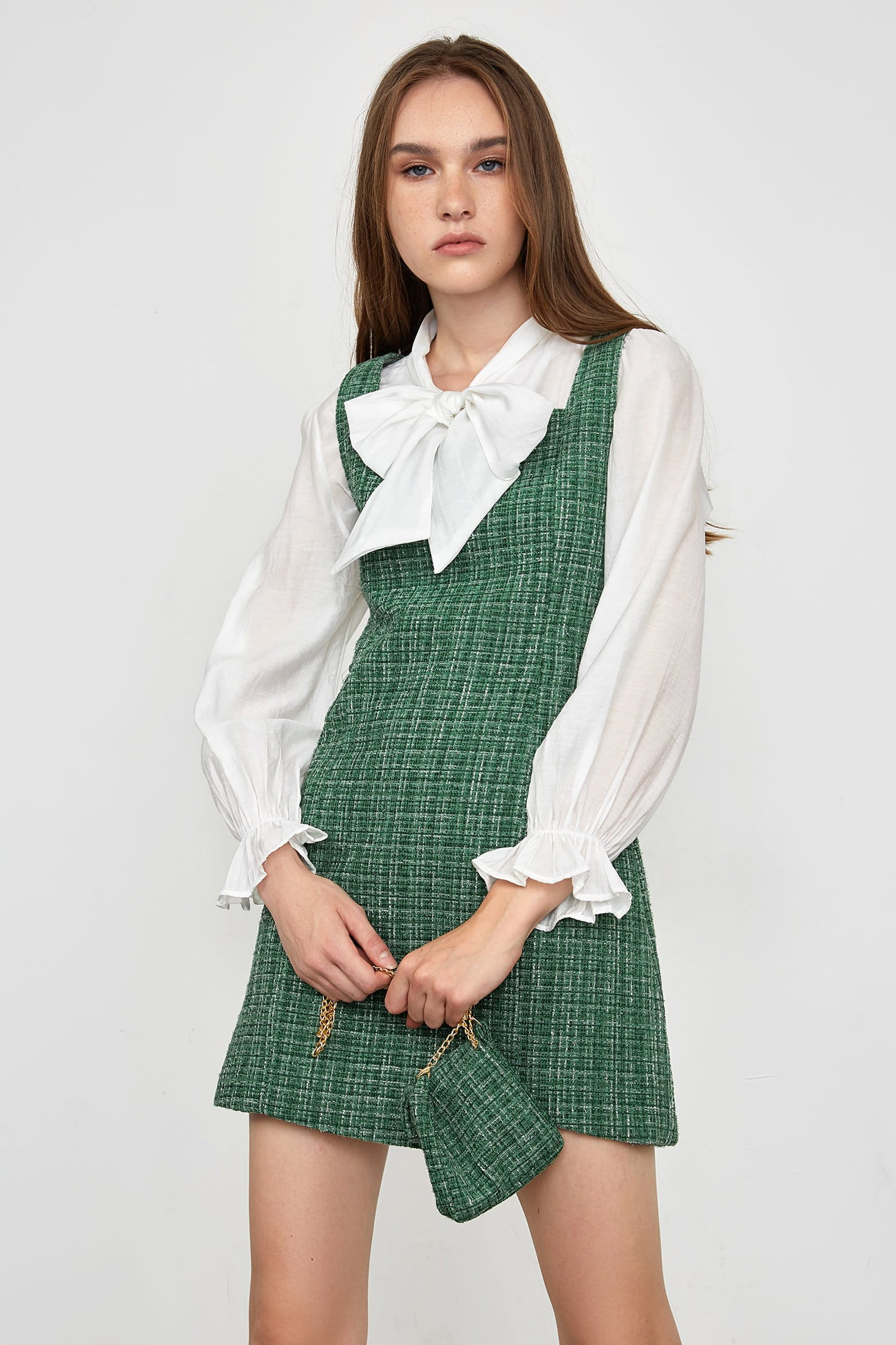 Aleksandra Spring Green Mini Dress | J.ING