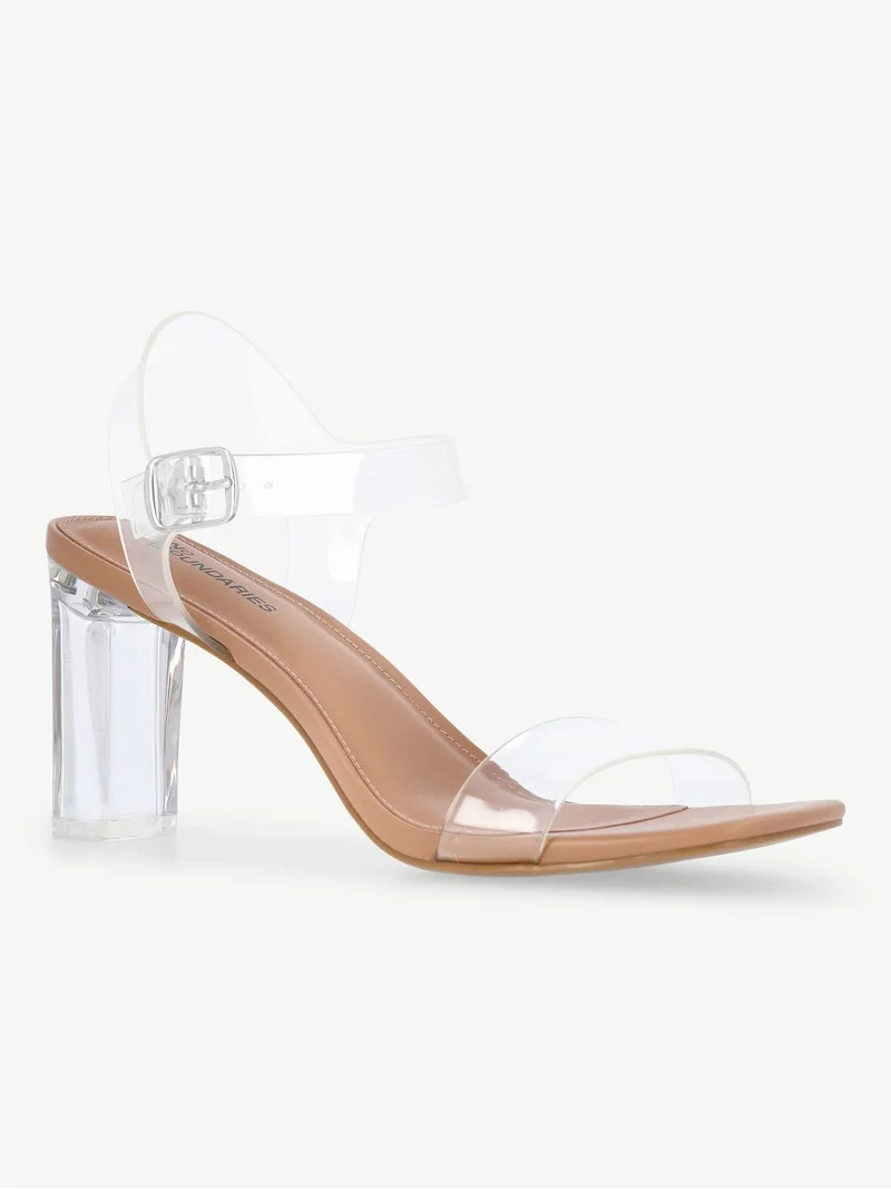 No Boundaries Lucite Heeled Sandals, Women's | Walmart (US)