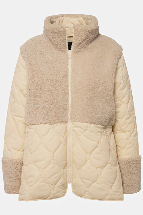 Steppjacke, Teddyanteil, Stehkragen, A-Linie, Patchlook | Ulla Popken DE