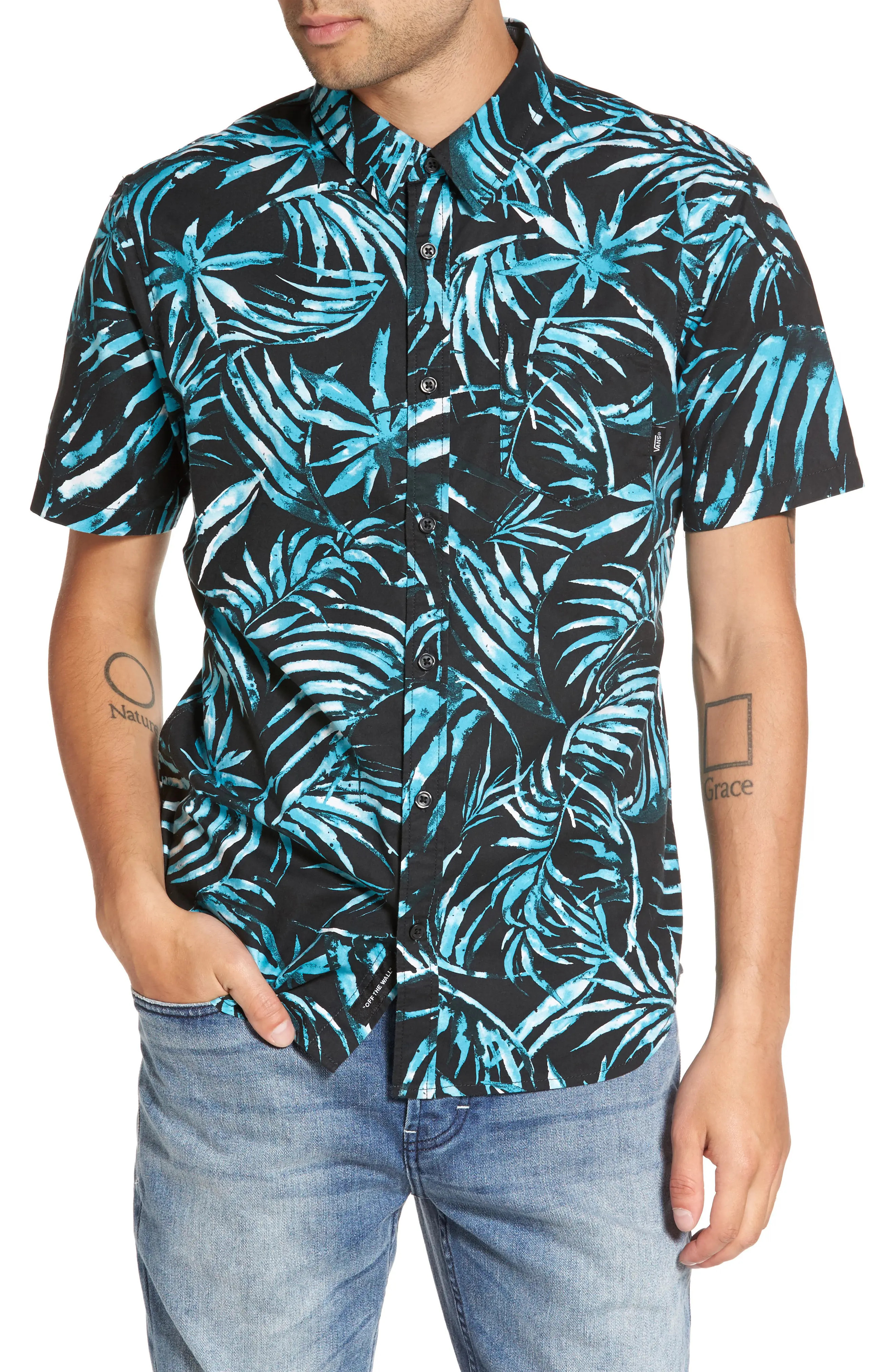 Del Playa Palm Print Woven Shirt | Nordstrom