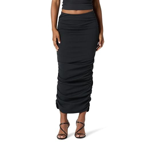 The Drop Women’s Ruched Fitted Skirt, Black, L | Amazon (US)