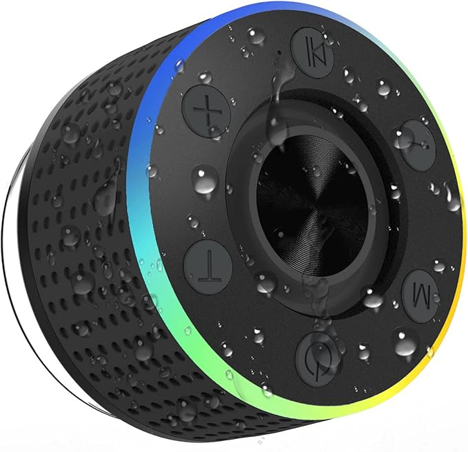 Lrecat Shower Speaker, IP7 Waterproof Bluetooth Speaker Portable, Suction Cup, LED Lights, Dual P... | Amazon (US)
