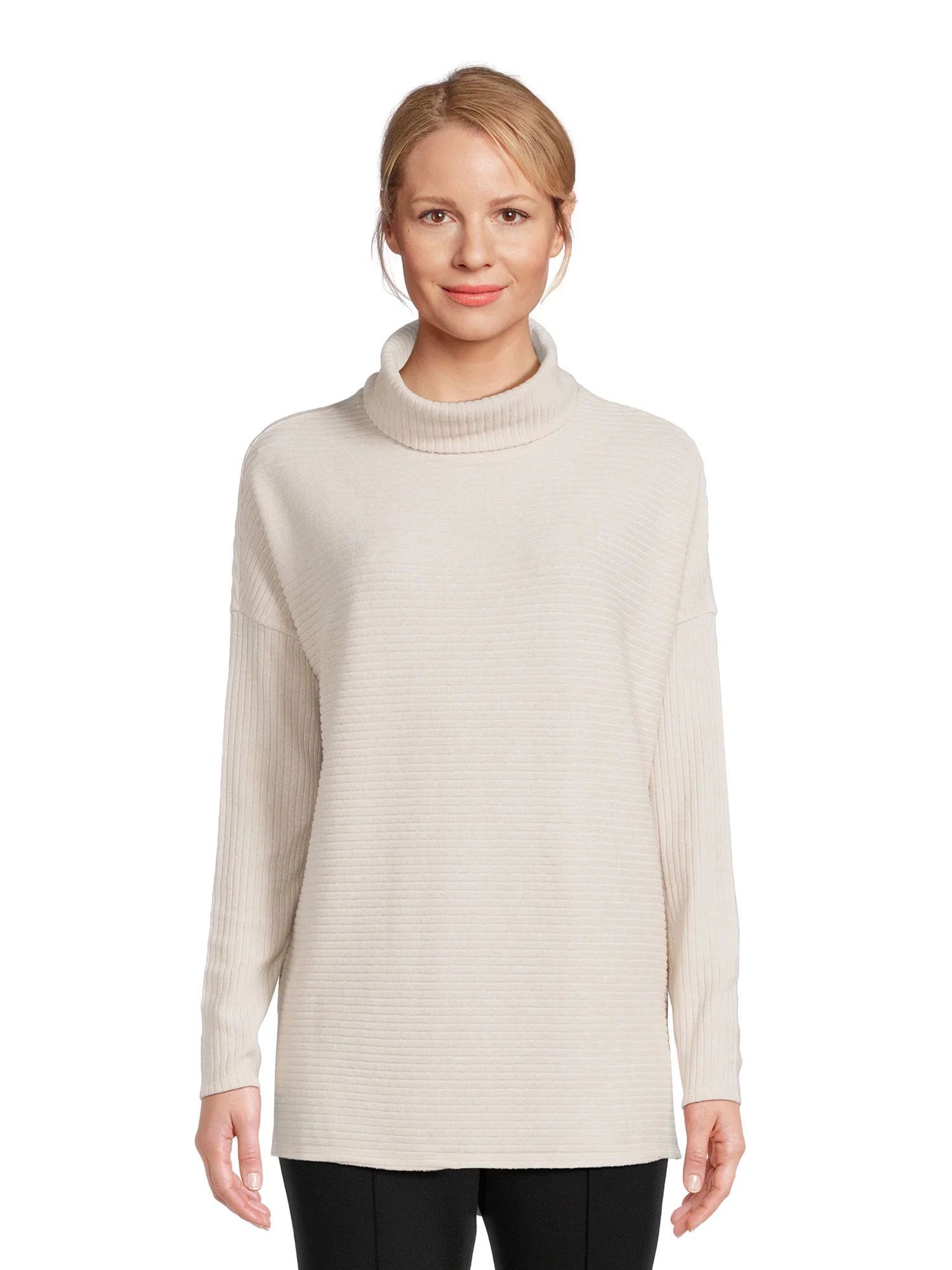 Time and Tru Women's Rib Roll Neck Tunic, Sizes XS-3XL | Walmart (US)