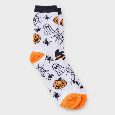 Women's Halloween Icons Cozy Crew Socks - Hyde & EEK! Boutique White 4-10 | Target