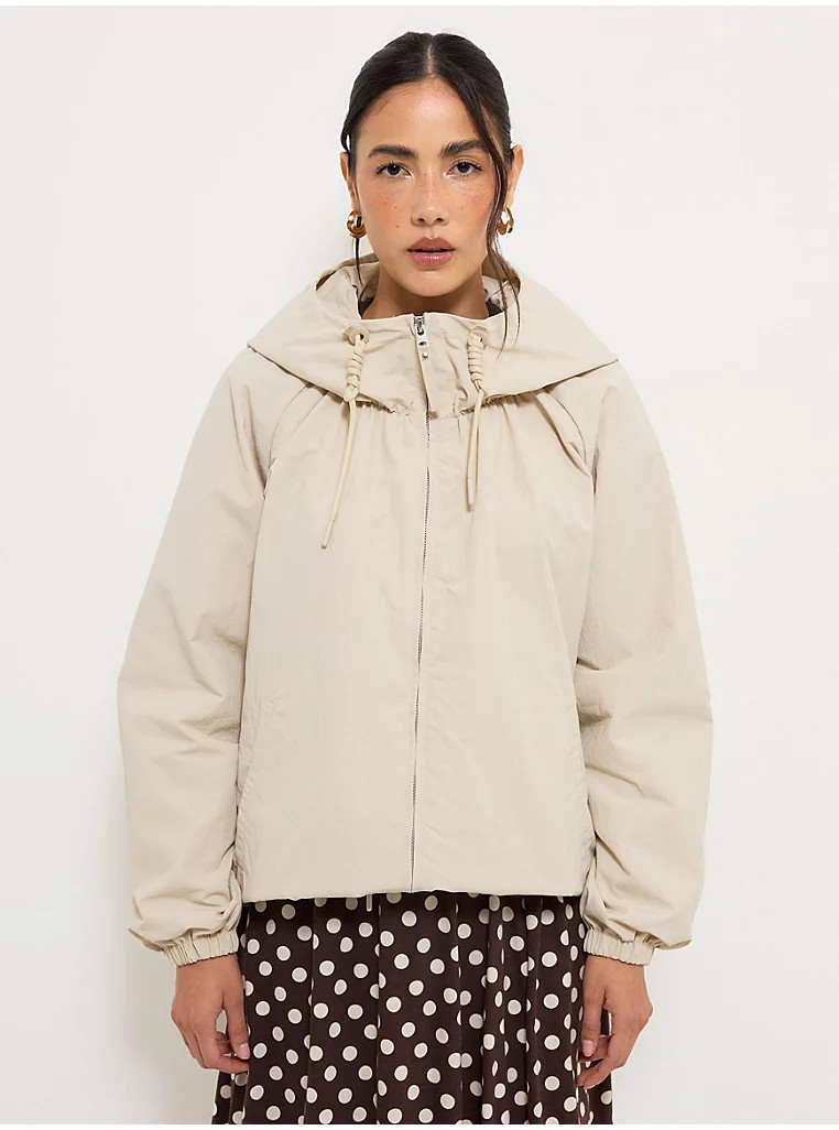 Beige Mac Coat And Polka Dot Midi Skirt Outfit | George at ASDA | George at ASDA