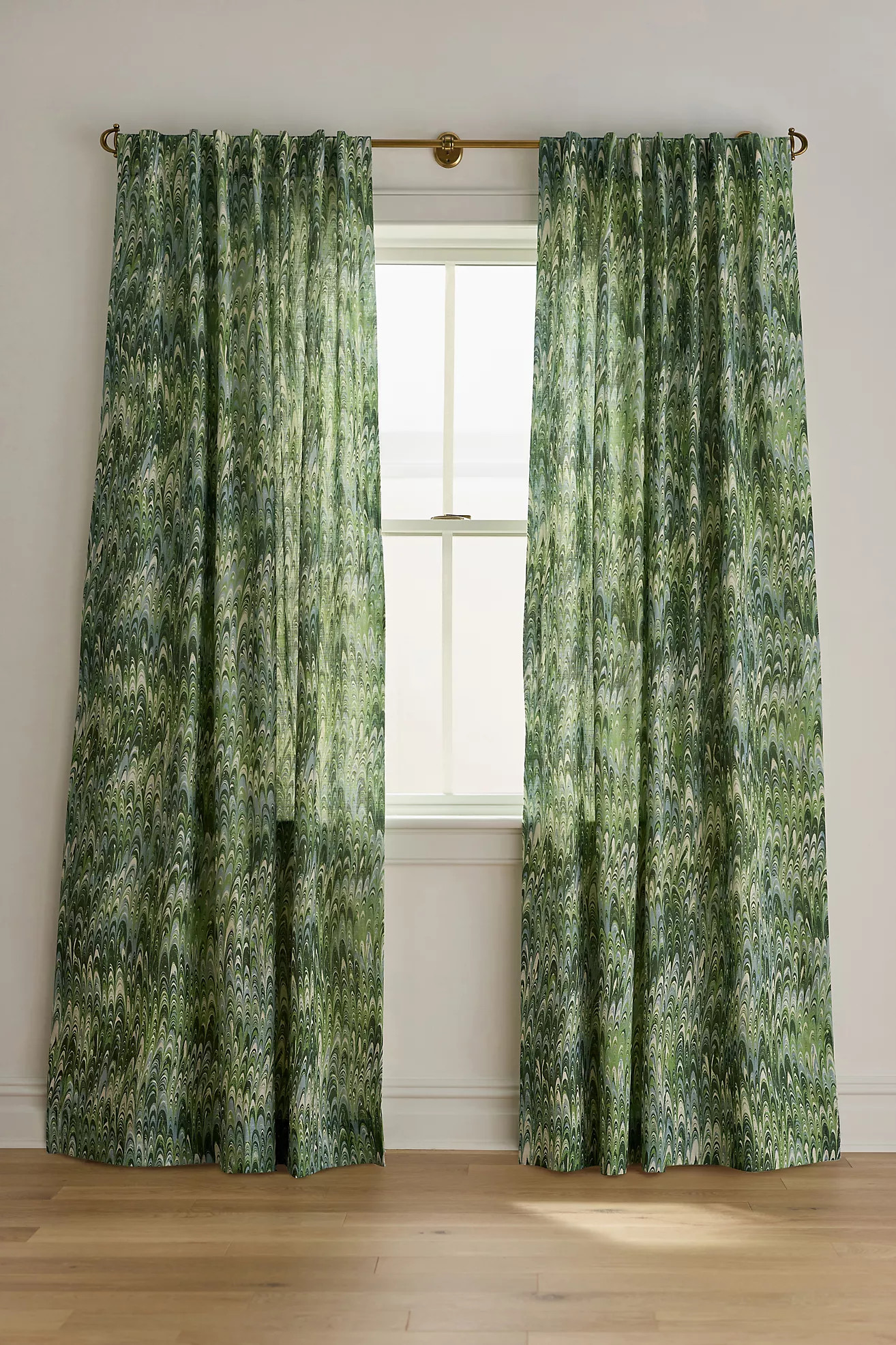 Marbled Printed Woven Cotton Curtain | Anthropologie (US)