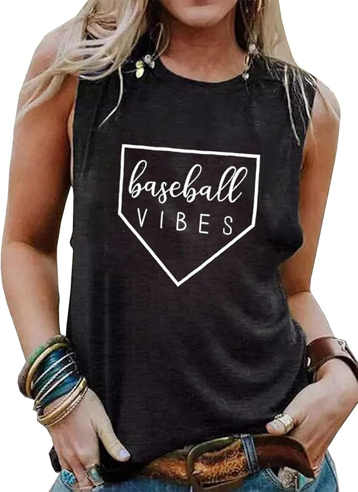 Baseball Mama T-Shirt for Women Hit and Steal Hey Batter Swing Basebal Vibe Graphic Top | Amazon (US)