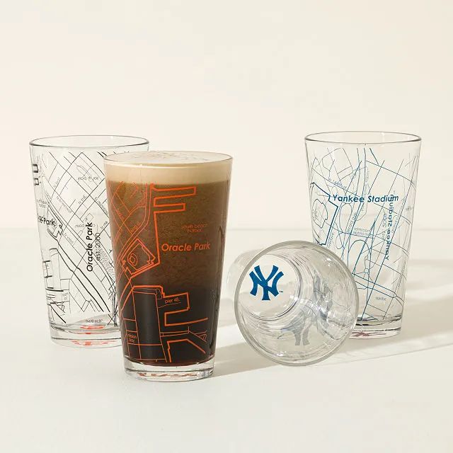Baseball Park Map Pint Glasses - Set of 2 | UncommonGoods