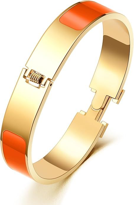 SPICOLCK Gold Bracelets Bangles Dainty Chunky Gold Bracelet 18K Gold Plating for Women Teen Girls... | Amazon (US)