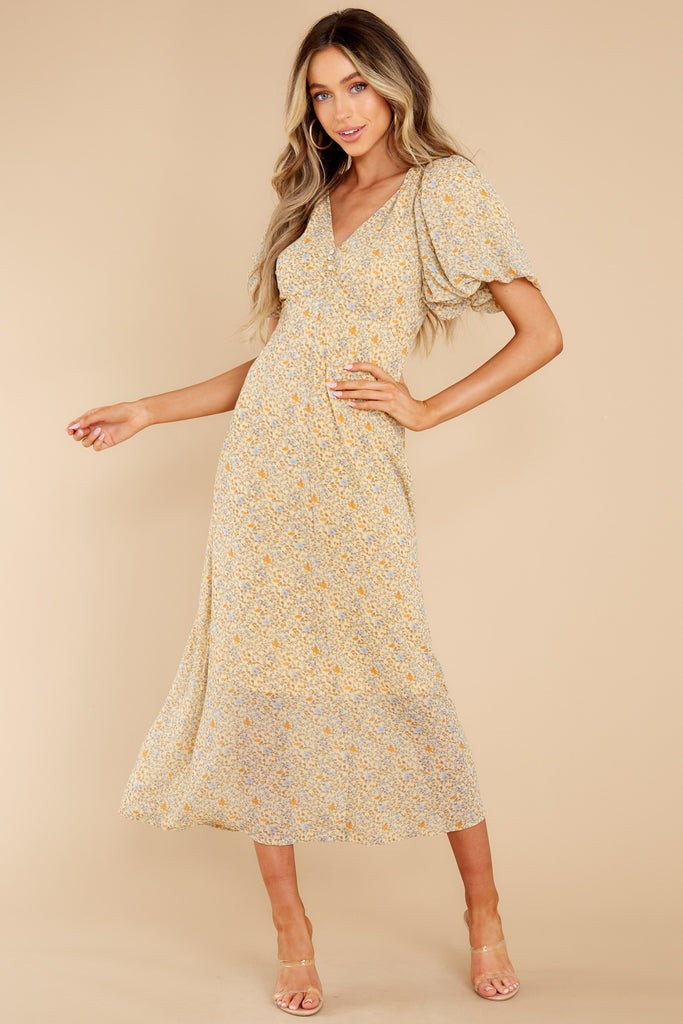 For Love's Sake Yellow Floral Print Midi Dress | Red Dress 