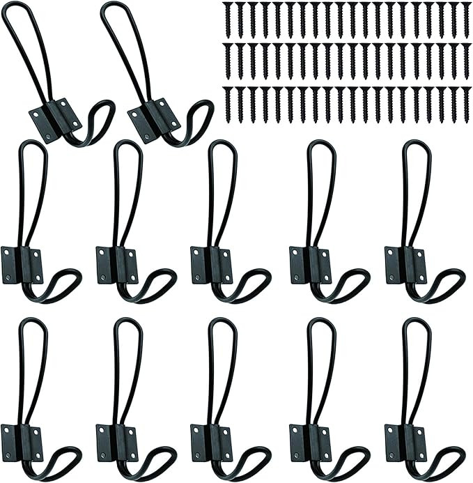 Rustic Entryway Hooks-12 Pack Farmhouse Hooks with Metal Screws Included,Black Decorative Wall Mo... | Amazon (US)
