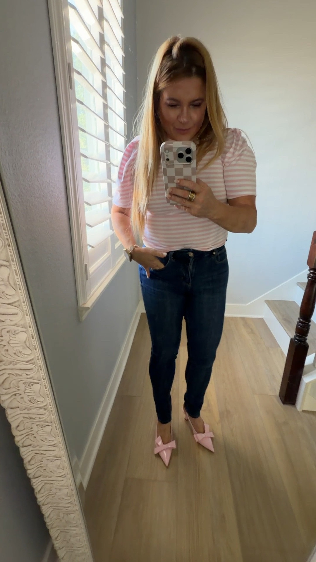 Top XS 
Jeans 4P
Shoes - I had to size down a full size to 6 🙀 It’s on sale today 💥

#LTKmomlife #LTKPetite #LTKOver40