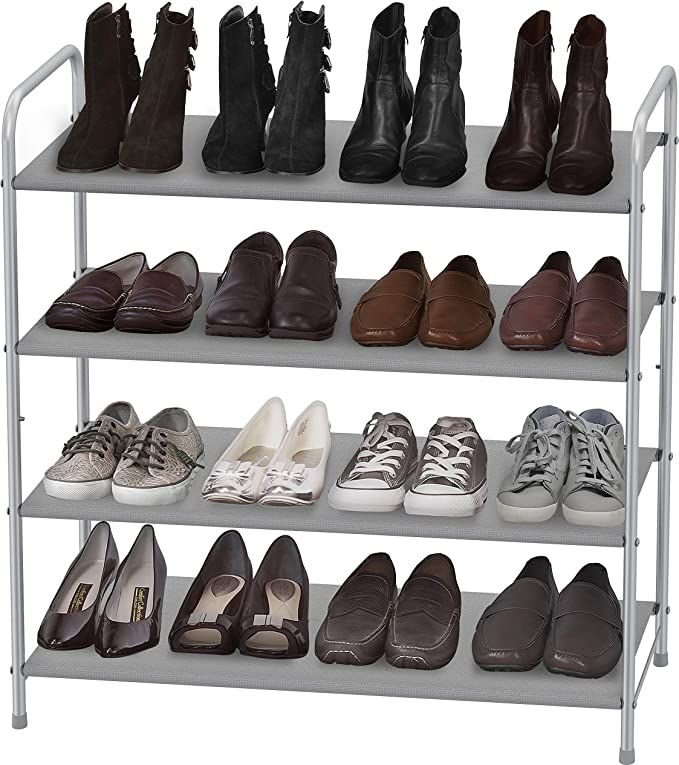 Simple Houseware 4-Tier Shoe Rack Storage Organizer 20-Pair, Grey | Amazon (US)