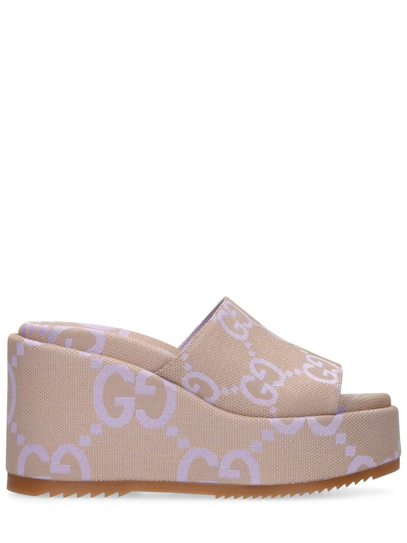 Gucci - 85mm angelina gg canvas slides - Beige | Luisaviaroma | Luisaviaroma