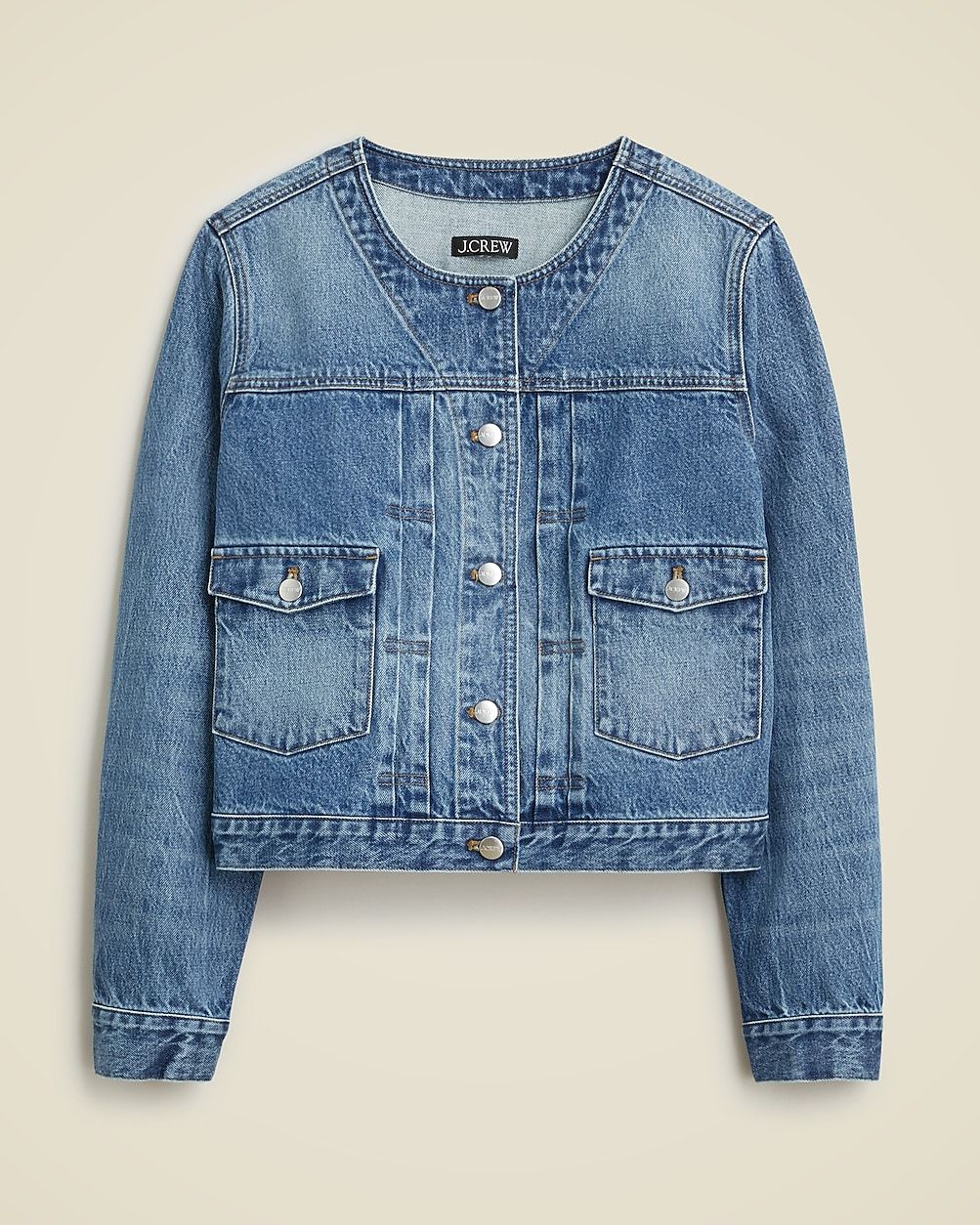 Pleated denim lady jacket | J. Crew US