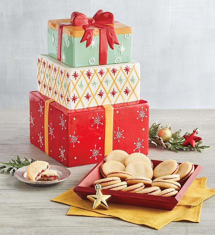 Holiday Present Stack Cookie Jar with Raspberry Galettes       5.0 star rating   20 Reviews | Harry & David