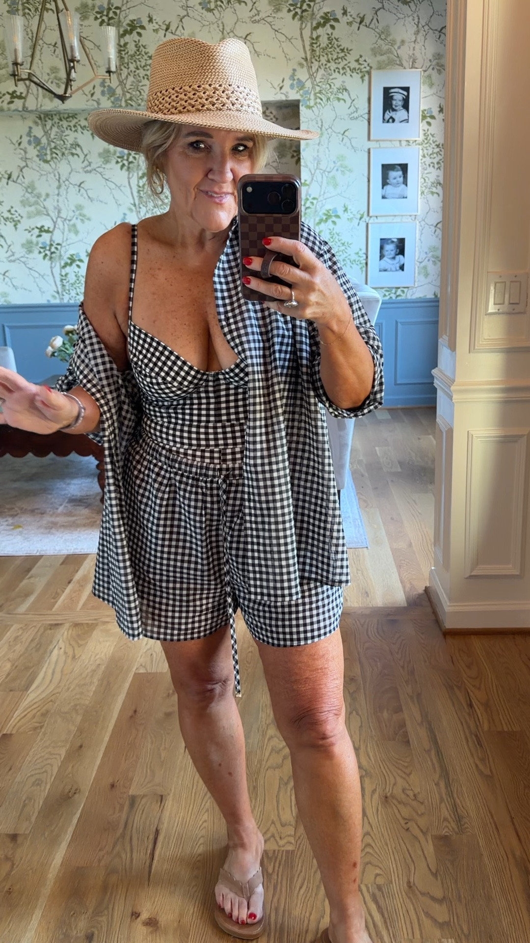 I sized up to a large in the coverup which gives quite a lot of room prob not necessary. Suit I sized up to a 10.

#LTKOver40 #LTKSwim #LTKMidsize