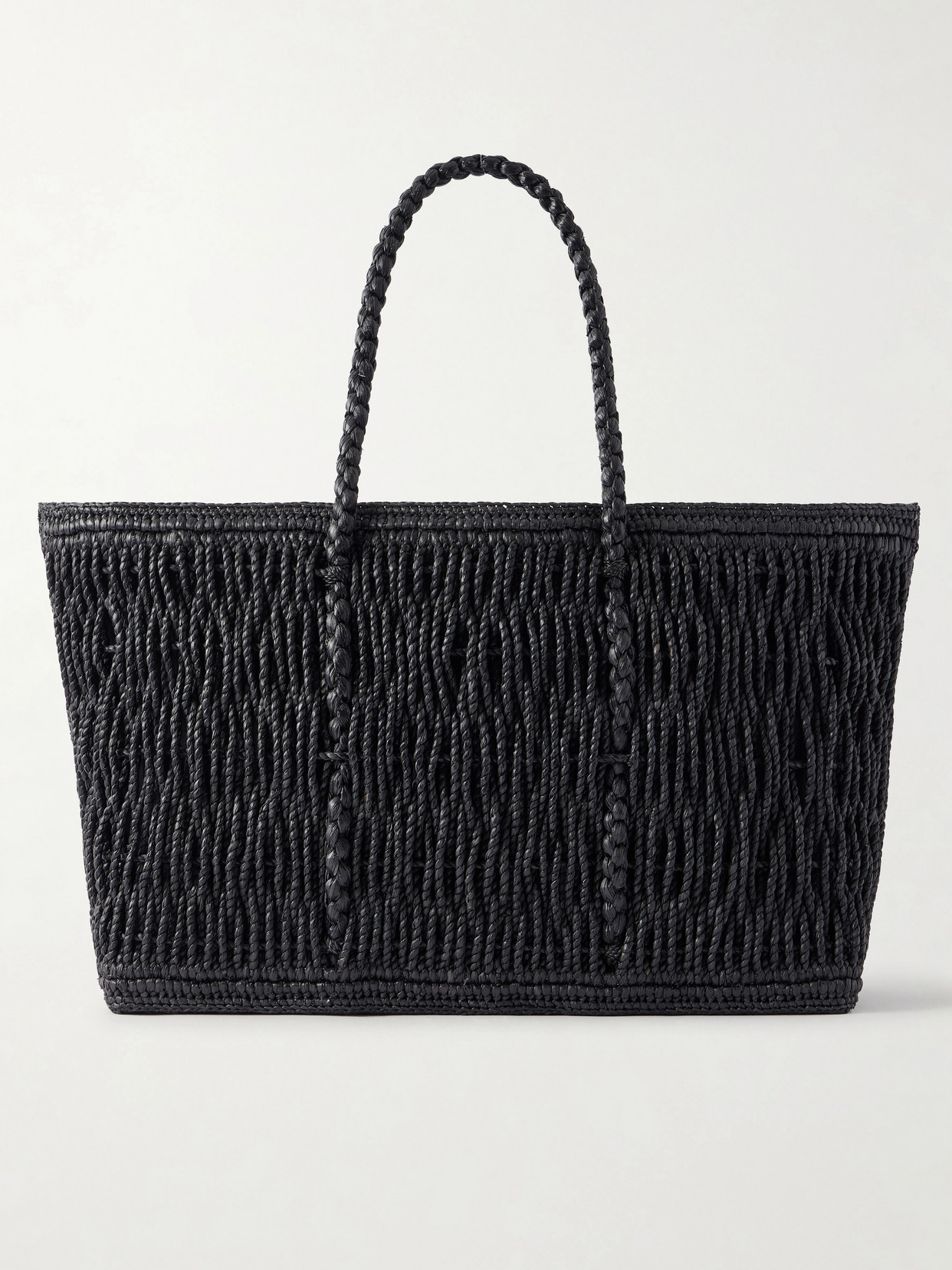 The Row - Georgica Leather-trimmed Raffia Tote Bag - Black | NET-A-PORTER (UK & EU)