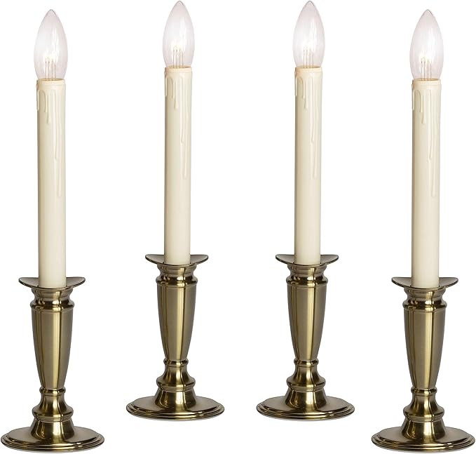 Set of 4 Battery Operated Window Candles (Brushed Brass) | Amazon (US)
