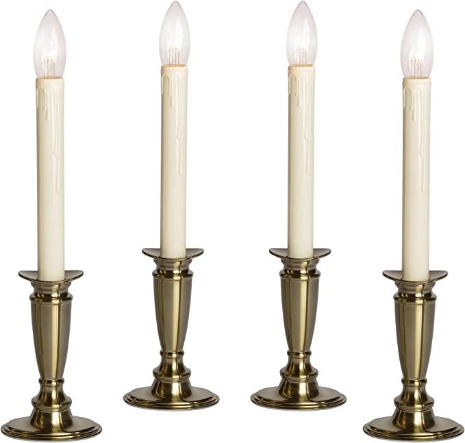 Set of 4 Battery Operated Window Candles (Brushed Brass) | Amazon (US)
