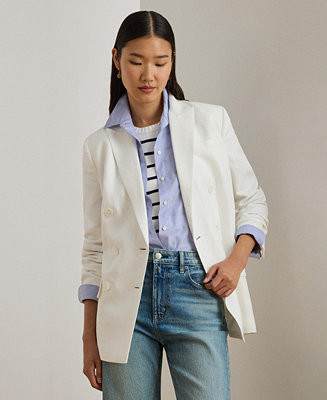 Women's Double-Breasted Twill Blazer | Macy's